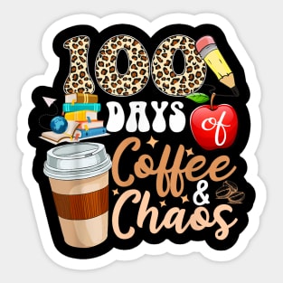 100 Days Of Coffee And Chaos Leopard 100th Day Of School Sticker